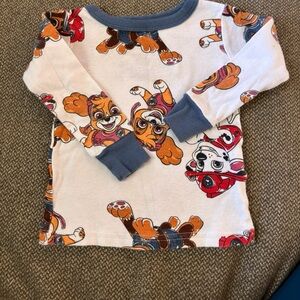 Kids Cartoon Character Long Sleeve Shirt - White and Blue